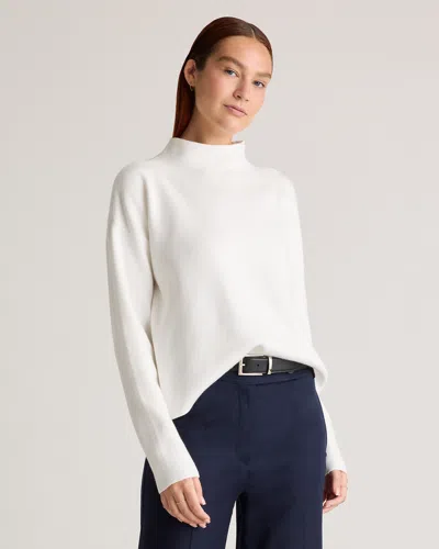 Quince Women's Eco-knit Milano Stitch Mock Neck Pullover In Ivory