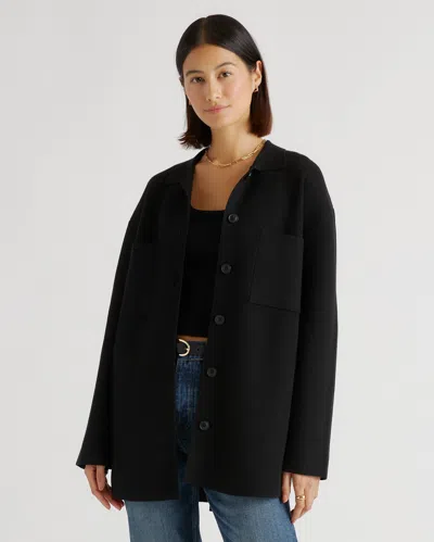 Quince Women's Eco-knit Milano Stitch Oversized Shirt Jacket In Black