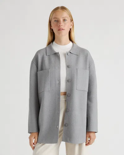 Quince Women's Eco-knit Milano Stitch Oversized Shirt Jacket In Heather Grey