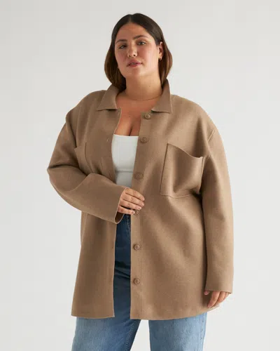 Quince Women's Eco-knit Milano Stitch Oversized Shirt Jacket In Warm Taupe