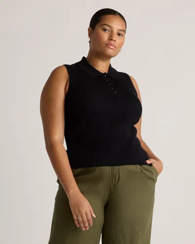 Quince Women's Eco-knit Polo Sweater Tank Top In Black