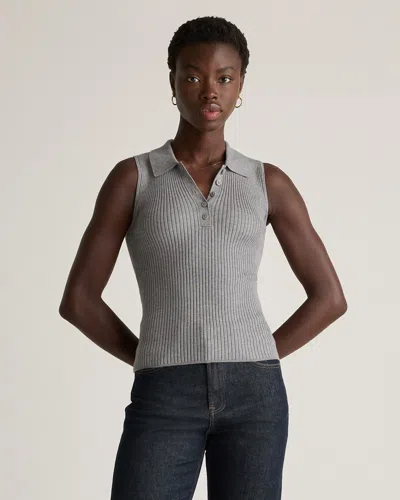 Quince Women's Eco-knit Polo Sweater Tank Top In Heather Grey