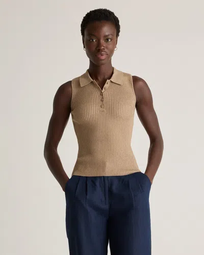 Quince Women's Eco-knit Polo Sweater Tank Top In Warm Taupe