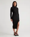 Quince Women's Eco-knit Ribbed Mock Neck Sweater Dress In Black