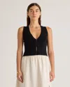 Quince Women's Eco-knit Split Front Sweater Vest In Black