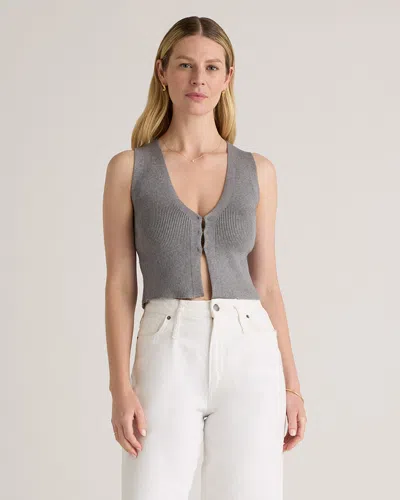 Quince Women's Eco-knit Split Front Sweater Vest In Heather Grey