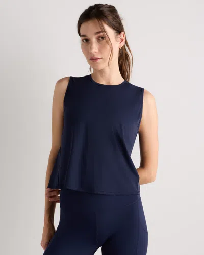 Quince Women's Essential Run Cropped Muscle Tank Top In Blue