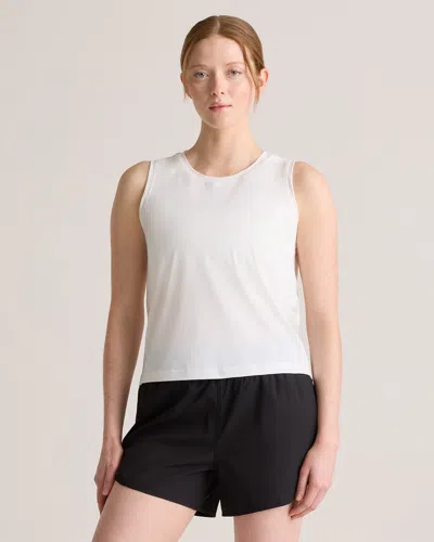 Quince Women's Essential Run Cropped Muscle Tank Top In Classic White