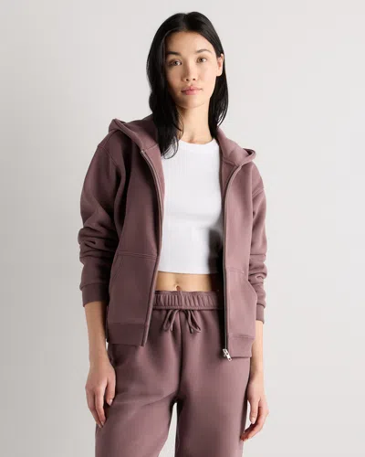 Quince Women's Everyday Fleece Full-zip Hoodie In Brown