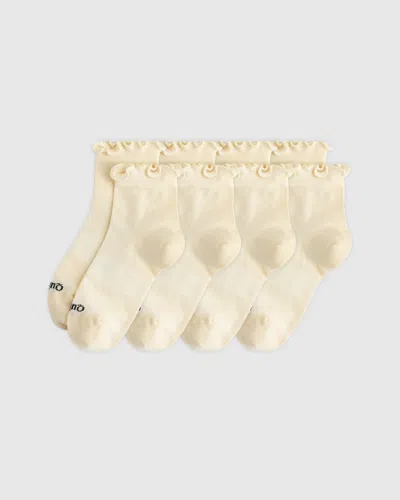 Quince Women's Everyday Lightweight Cotton Ruffle Quarter Crew Neck Alpaca Sweater In Cream