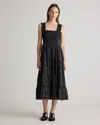Quince Women's Eyelet Smocked Midi Dress In Black