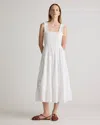 Quince Women's Eyelet Smocked Midi Dress In White