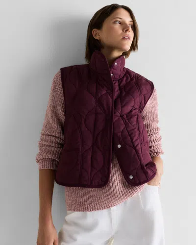 Quince Women's Featherless Quilted Puffer Vest In Burgundy