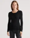 Quince Women's Featherweight Cashmere Ribbed Crewneck Sweater In Black