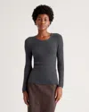 Quince Women's Featherweight Cashmere Ribbed Crewneck Sweater In Charcoal