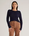 QUINCE WOMEN'S FEATHERWEIGHT CASHMERE RIBBED CREWNECK SWEATER