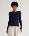 QUINCE WOMEN'S FEATHERWEIGHT CASHMERE RIBBED HENLEY SWEATER