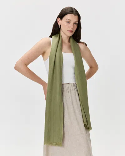 Quince Women's Featherweight Cashmere Silk Frayed Edge Scarf In Green