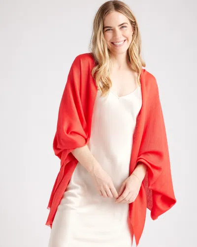 Quince Women's Featherweight Cashmere Silk Frayed Edge Scarf In Red