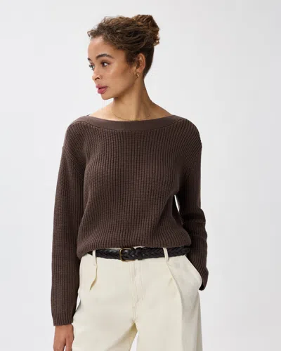 Quince Women's Fisherman Boatneck Sweater In Brown
