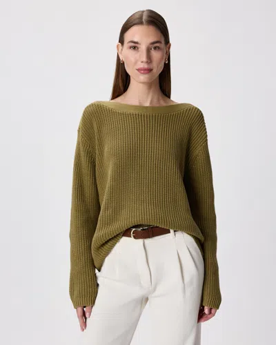 Quince Women's Fisherman Boatneck Sweater In Green