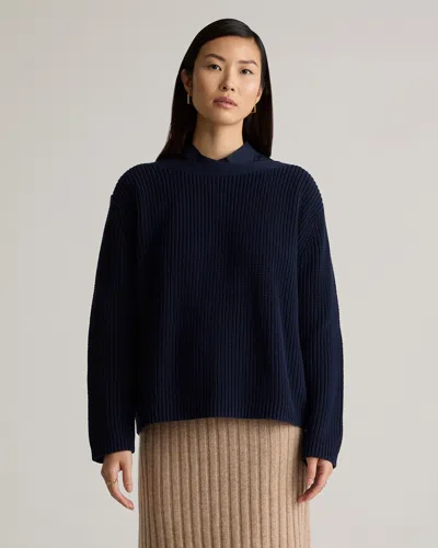 Quince Women's Fisherman Boatneck Sweater In Navy