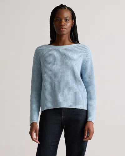 Quince Women's Fisherman Boatneck Sweater In Sky Blue