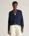 Quince Women's Fisherman Boxy Cropped Cardigan Sweater In Navy