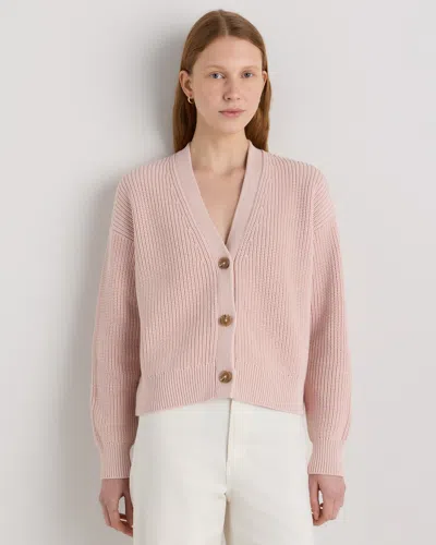 Quince Women's Fisherman Boxy Cropped Cardigan Sweater In Pink