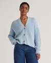 Quince Women's Fisherman Boxy Cropped Cardigan Sweater In Sky Blue