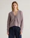QUINCE WOMEN'S FISHERMAN BOXY CROPPED CARDIGAN SWEATER