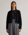 Quince Women's Fisherman Collared Cardigan Sweater In Black