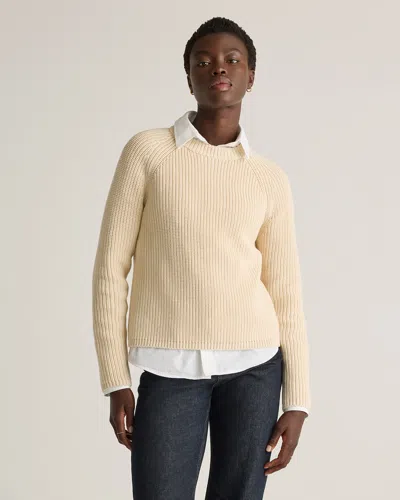 Quince Women's Fisherman Crew Sweater In Alabaster