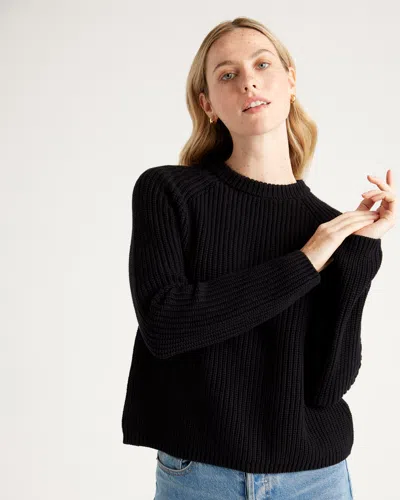 Quince Women's Fisherman Crew Sweater In Black