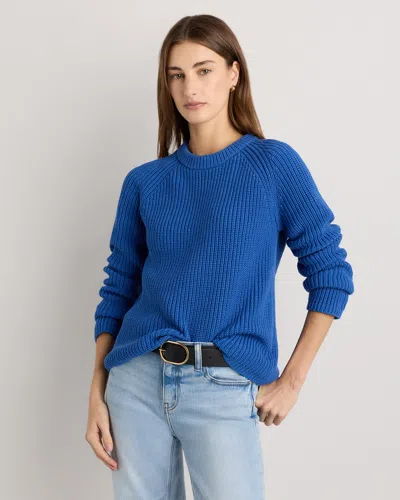 Quince Women's Fisherman Crew Sweater In Blue