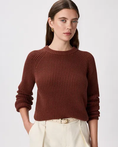 Quince Women's Fisherman Crew Sweater In Brown