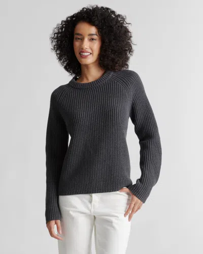 Quince Women's Fisherman Crew Sweater In Charcoal