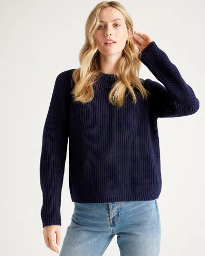 Quince Women's Fisherman Crew Sweater In Navy