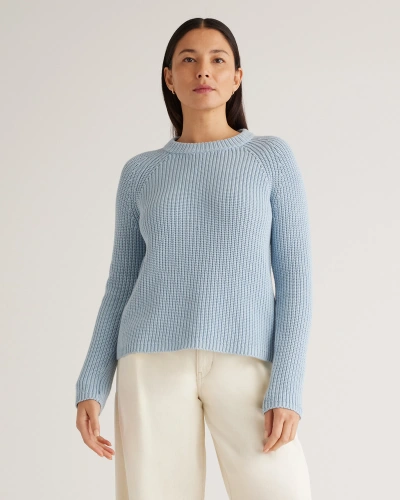 Quince Women's Fisherman Crew Sweater In Sky Blue