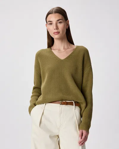 Quince Women's Fisherman V-neck Sweater