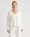 Quince Women's Fisherman V-neck Sweater In Ivory