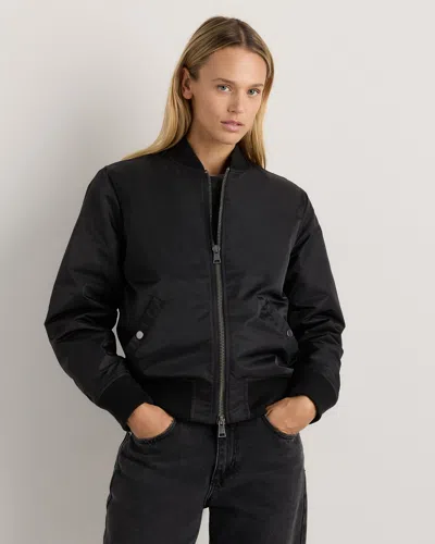 Quince Women's Flight Nylon Bomber Jacket In Black