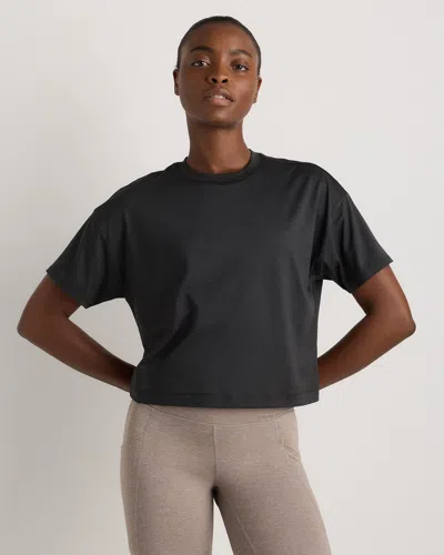 Quince Women's Flowknit Breeze Boxy Cropped T-shirt In Black