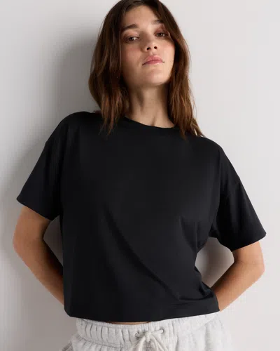 Quince Women's Flowknit Breeze Boxy Cropped T-shirt In Black
