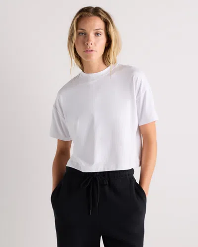 Quince Women's Flowknit Breeze Boxy Cropped T-shirt In White