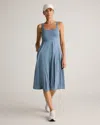 Quince Women's Flowknit Breeze Fit & Flare Dress In Heather Sky Blue