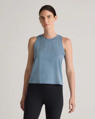 Quince Women's Flowknit Breeze High-neck Tank Top In Heather Sky Blue