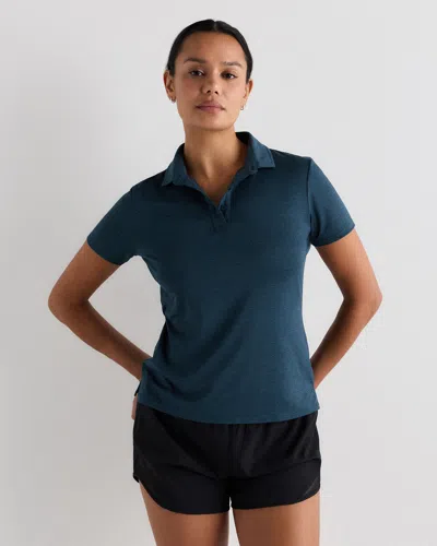 Quince Women's Flowknit Breeze Short Sleeve Polo In Black