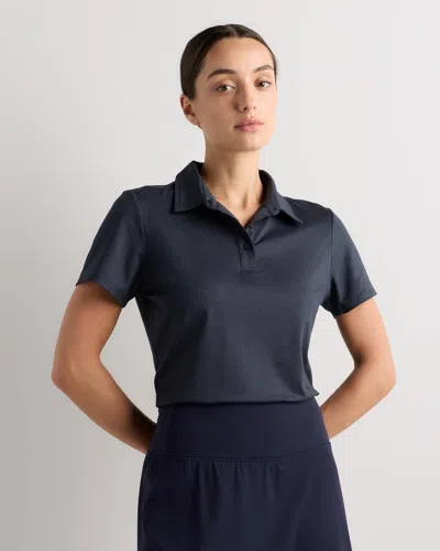 Quince Women's Flowknit Breeze Short Sleeve Polo In Blue