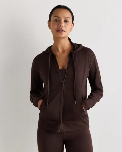 Quince Women's Flowknit Full Zip Hoodie In Brown